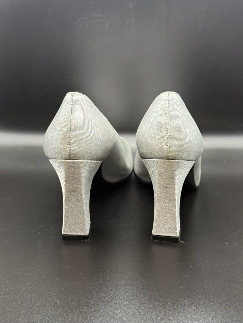 Vintage Stuart Weitzman Silver Metallic Block Heels & Evening Bag Set - Picture 7 of 16